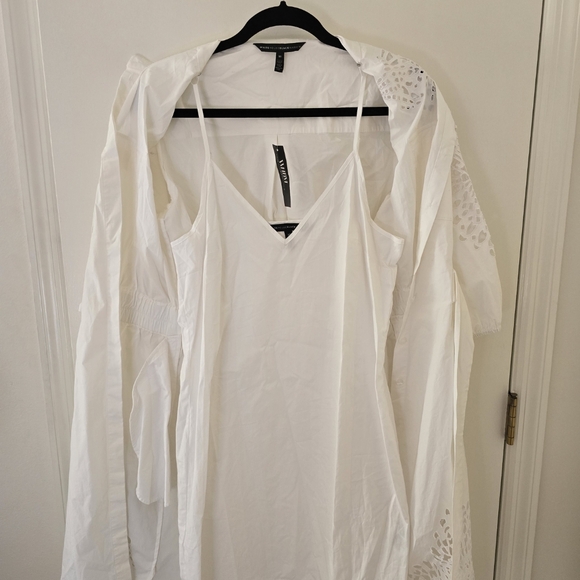 White House Black Market White LS Poplin Shirtdress With Cutouts Size 10 NWT - Picture 9 of 12